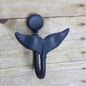 COPY - NAUTICAL BLUE METAL WHALE TAIL COAT HOOK NWT